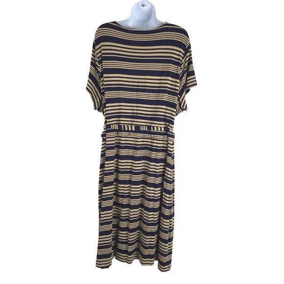 Talbots Dress Womens 3XP Jersey Knit Striped V-Neck Stretch Tie Waist DR-1526 - Picture 6 of 8